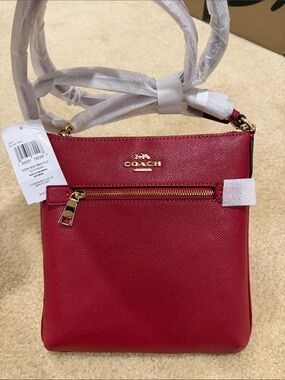 Coach RED Leather Crossbody with Gold Hardware